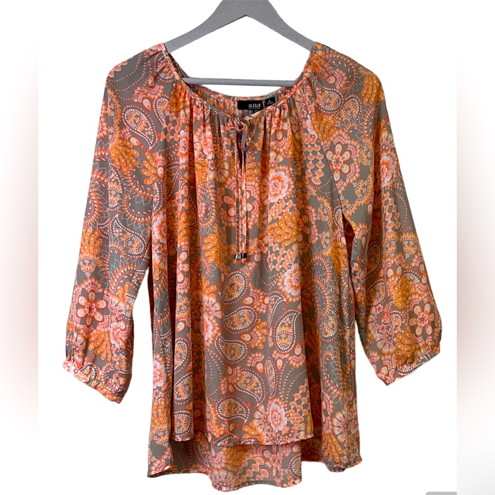 a.n.a blouse orange floral‎ size L